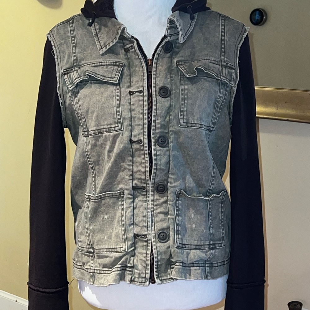 Free People Jacket with Knit Sleeves & Hood
